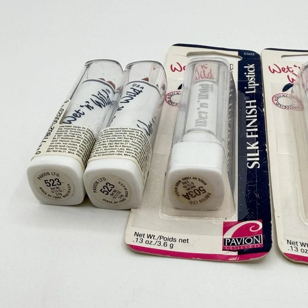 Vtg Wet 'n Wild Silk Finish Lipstick 1990'S Pavion NOS Sealed Blister Pack LOT 5